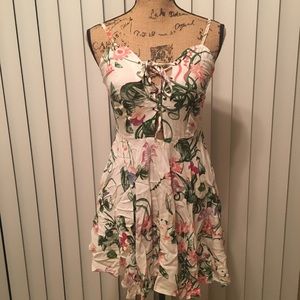 Boohoo Floral Lace Up Dress
